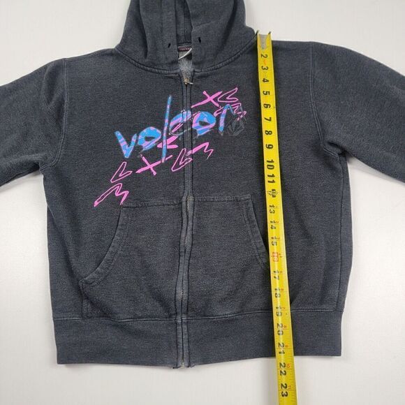 Vtg‎ Y2K Volcom Skate Full-Zip Distressed Hoodie Gray Women’s Medium 90s Grunge - Picture 9 of 9